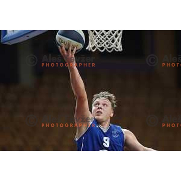 Gasper Skorjanc in action during Nova KBM league basketball match between Nutrispoint Ilirija and Terme Olimia Podcetrtek in Tivoli Hall, Ljubljana, Slovenia on October 30, 2021