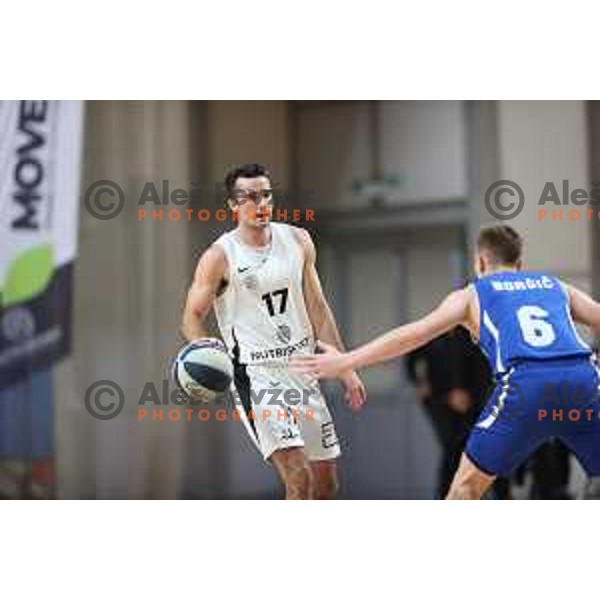 Niko Bacvic in action during Nova KBM league basketball match between Nutrispoint Ilirija and Terme Olimia Podcetrtek in Tivoli Hall, Ljubljana, Slovenia on October 30, 2021
