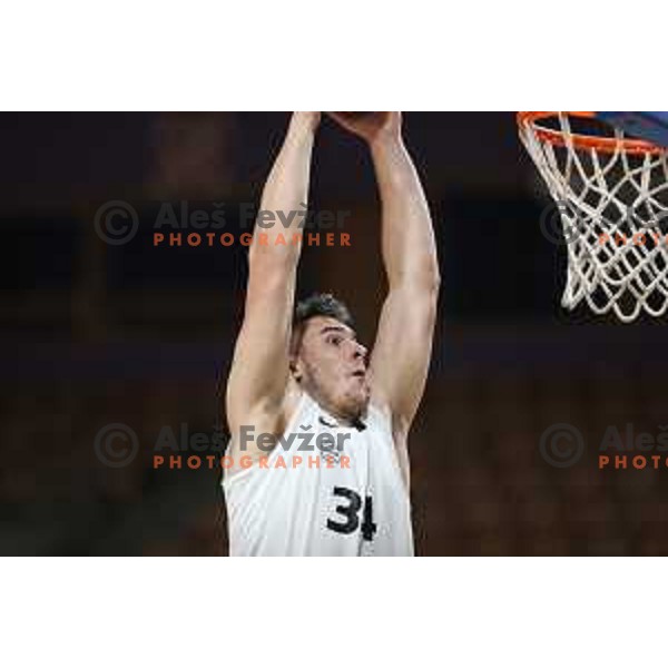 Blaz Habot in action during Nova KBM league basketball match between Nutrispoint Ilirija and Terme Olimia Podcetrtek in Tivoli Hall, Ljubljana, Slovenia on October 30, 2021