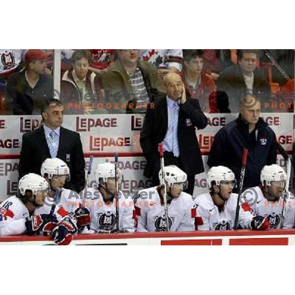 Head coach of Slovenia Mats Waltin and his assistant Matjaz Kopitar at IIHF World championship 2008 preliminary round group B, played in Halifax, Nova Scotia, Canada May 4th 2008. USA beat Slovenia 5:1. Photo by Ales Fevzer 
