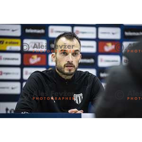 Ziga Kous at the press conference after Prva liga Telemach football match between Celje and Mura in Arena z’dezele, Celje, Slovenia on October 31, 2021. Photo: Jure Banfi/www.alesfevzer.com