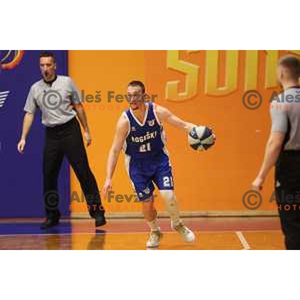 Domen Bratoz in action during Nova KBM league basketball match between Helios Suns and Rogaska in Domzale, Slovenia on November 1, 2021