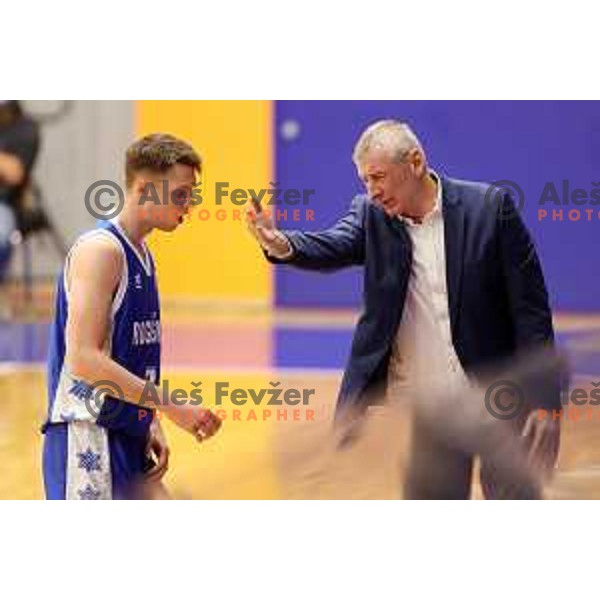 Petar Vujacic and head coach Damjan Novakovic during Nova KBM league basketball match between Helios Suns and Rogaska in Domzale, Slovenia on November 1, 2021