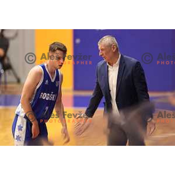 Petar Vujacic and head coach Damjan Novakovic during Nova KBM league basketball match between Helios Suns and Rogaska in Domzale, Slovenia on November 1, 2021