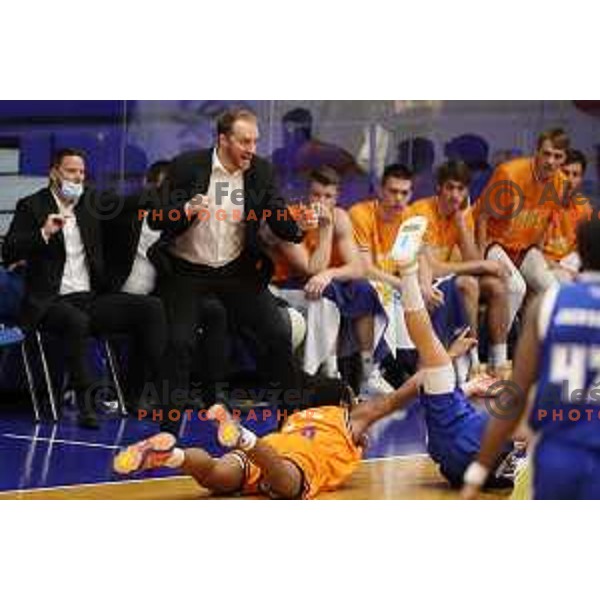 in action during Nova KBM league basketball match between Helios Suns and Rogaska in Domzale, Slovenia on November 1, 2021