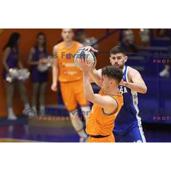 Aljaz Bratec during Nova KBM league basketball match between Helios Suns and Rogaska in Domzale, Slovenia on November 1, 2021