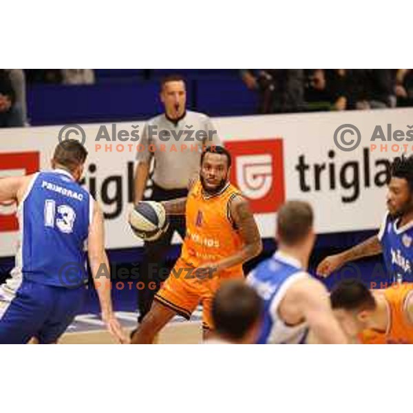 Carlbe Lee Ervin in action during Nova KBM league basketball match between Helios Suns and Rogaska in Domzale, Slovenia on November 1, 2021