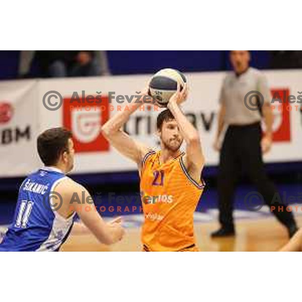 Blaz Mahkovic during Nova KBM league basketball match between Helios Suns and Rogaska in Domzale, Slovenia on November 1, 2021