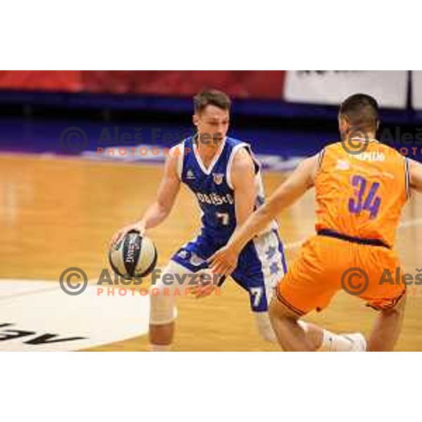 Petar Vujacic in action during Nova KBM league basketball match between Helios Suns and Rogaska in Domzale, Slovenia on November 1, 2021