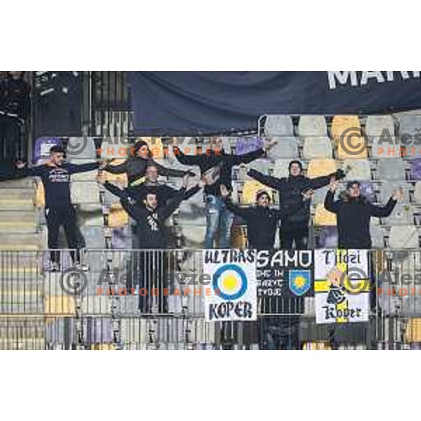 Fans of Koper during Prva liga Telemach football match between Maribor and Koper in Ljudski vrt, Maribor, Slovenia on November 1, 2021. Photo: Jure Banfi/www.alesfevzer.com