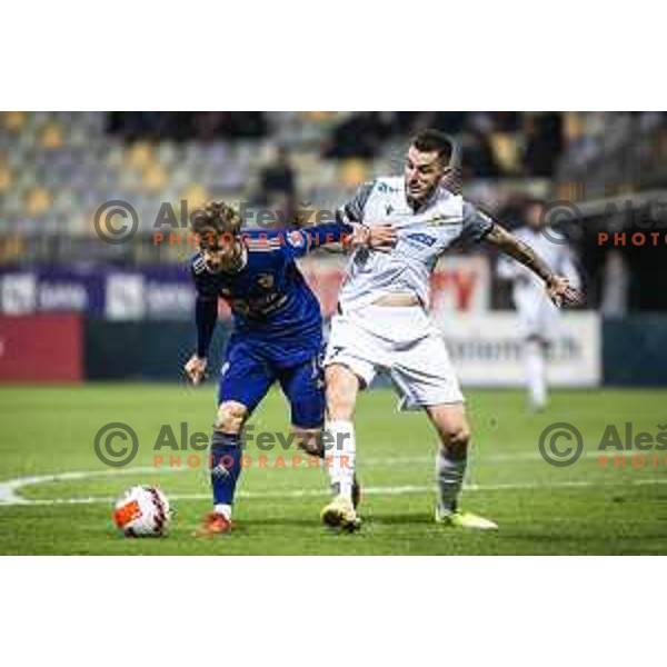 Jan Repas vs Ivica Guberac in action during Prva liga Telemach football match between Maribor and Koper in Ljudski vrt, Maribor, Slovenia on November 1, 2021. Photo: Jure Banfi/www.alesfevzer.com