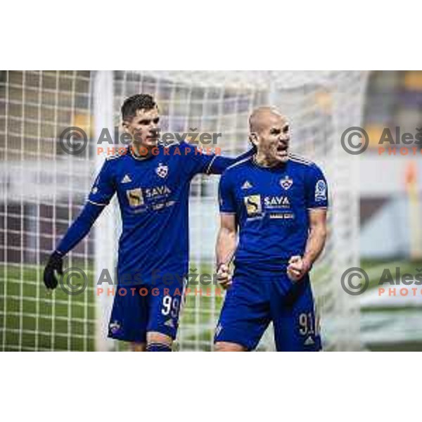 Ognjen Mudrinski celebrating during Prva liga Telemach football match between Maribor and Koper in Ljudski vrt, Maribor, Slovenia on November 1, 2021. Photo: Jure Banfi/www.alesfevzer.com