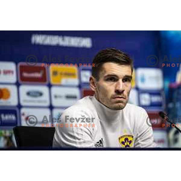 Blaz Vrhovec at the press conference after Prva liga Telemach football match between Maribor and Koper in Ljudski vrt, Maribor, Slovenia on November 1, 2021. Photo: Jure Banfi/www.alesfevzer.com