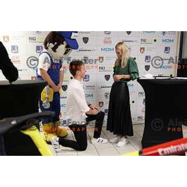 Tadej Pogacar, winner of Rog\'s Golden Bike ( Zlato Rogovo Kolo) proposed his girlfriend Urska Zigart during the event in Ljubljana, Slovenia on November 4, 2021