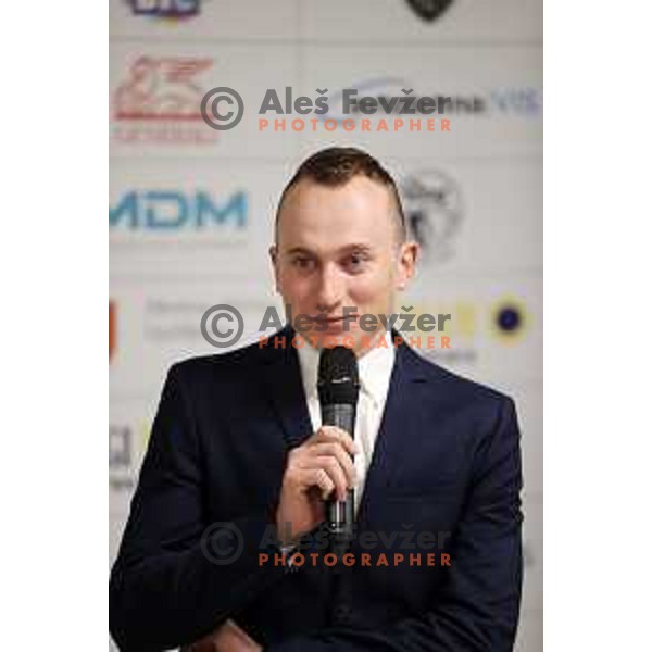 Kristjan Hocevar (Men\'s U-23 ), winner of Rog\'s Golden Bike ( Zlato Rogovo Kolo) poses in Ljubljana, Slovenia on November 4, 2021 