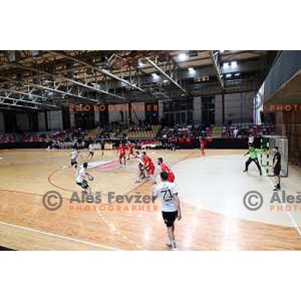In action during 1.NLB league handball match between Grosist Slovan and Trimo Trebnje in Kodeljevo Hall, Ljubljana, Slovenia on November 5, 2021