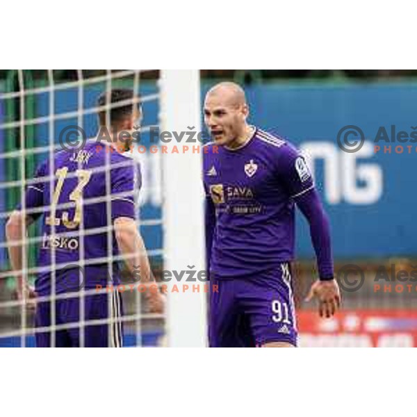 Ognjen Mudrinski celebrate goal during Prva Liga Telemach football match between Bravo and Maribor in Ljubljana, Slovenia on November 6, 2021