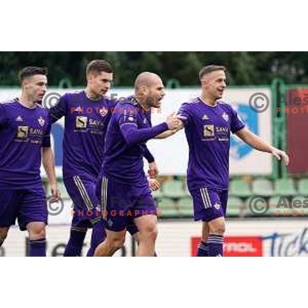 Ognjen Mudrinski celebrate goal during Prva Liga Telemach football match between Bravo and Maribor in Ljubljana, Slovenia on November 6, 2021