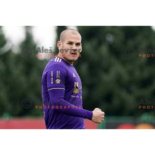 Ognjen Mudrinski celebrate goal during Prva Liga Telemach football match between Bravo and Maribor in Ljubljana, Slovenia on November 6, 2021