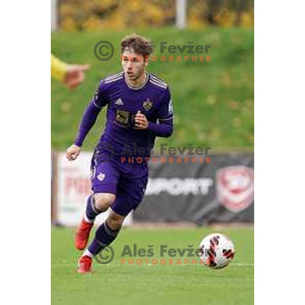 Jan Repas in action during Prva Liga Telemach football match between Bravo and Maribor in Ljubljana, Slovenia on November 6, 2021