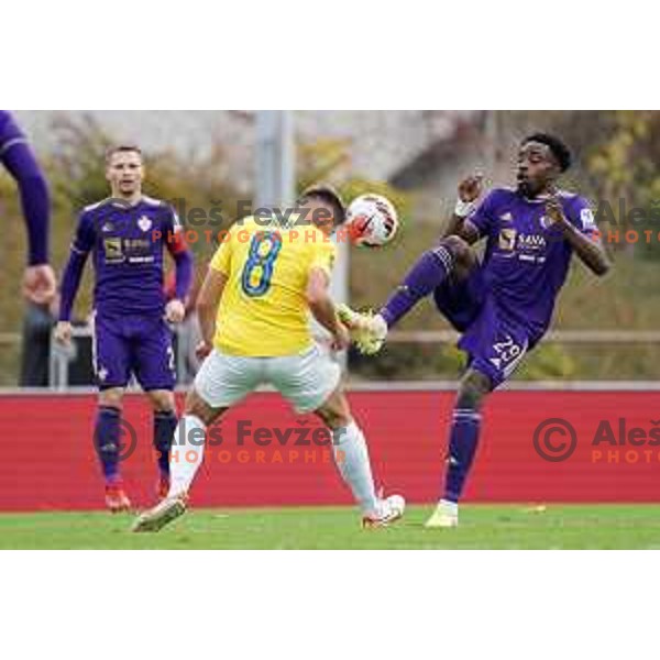 of Bravo in action during Prva Liga Telemach football match between Bravo and Maribor in Ljubljana, Slovenia on November 6, 2021