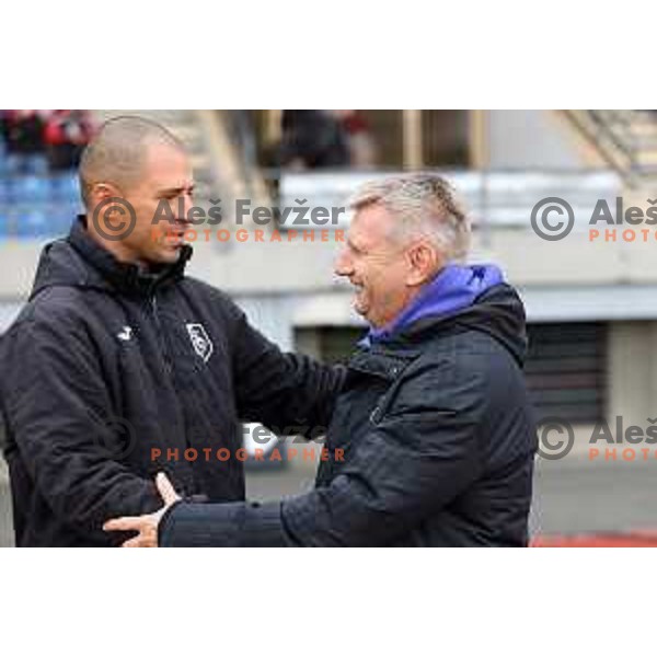 Dejan Grabic and Radovan Karanovic during Prva Liga Telemach football match between Bravo and Maribor in Ljubljana, Slovenia on November 6, 2021
