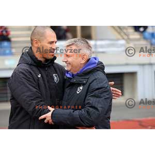 Dejan Grabic and Radovan Karanovic during Prva Liga Telemach football match between Bravo and Maribor in Ljubljana, Slovenia on November 6, 2021