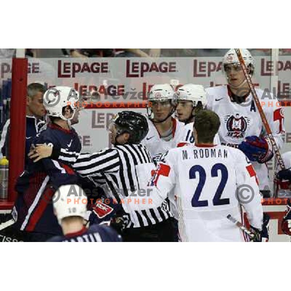 Marcel Rodman, Poloncic and Kopitar of Slovenia at IIHF World championship 2008 preliminary round group B, played in Halifax, Nova Scotia, Canada May 4th 2008. USA beat Slovenia 5:1. Photo by Ales Fevzer 