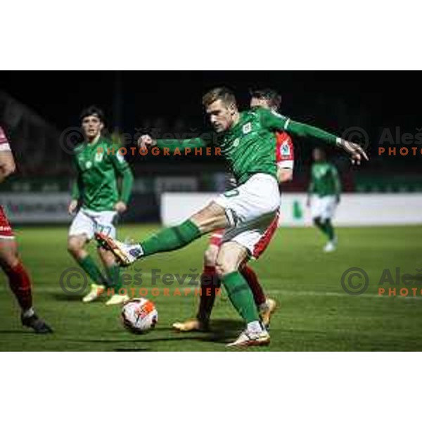 Timi Max Elsnik in action during Prva liga Telemach football match between Aluminij and Olimpija in Sportni park Kidricevo, Slovenia on November 7, 2021