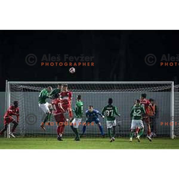 in action during Prva liga Telemach football match between Aluminij and Olimpija in Sportni park Kidricevo, Slovenia on November 7, 2021