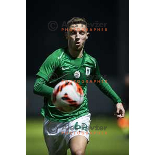 Michael Pavlovic in action during Prva liga Telemach football match between Aluminij and Olimpija in Sportni park Kidricevo, Slovenia on November 7, 2021