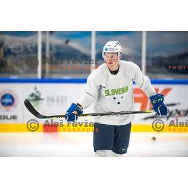 Miha Logar at practice session of Slovenia Ice-Hockey team at Bled,Slovenia on November 8, 2021