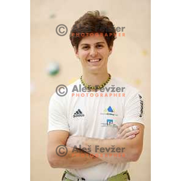 Domen Skofic of Slovenia free-climbing team during practice session at Climbing Ranch in Radovljica, Slovenia on November 4, 2021