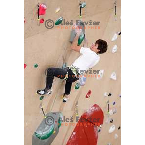 Domen Skofic of Slovenia free-climbing team during practice session at Climbing Ranch in Radovljica, Slovenia on November 4, 2021