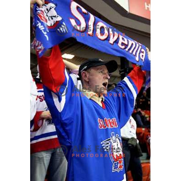 Slovenia fan at IIHF World championship 2008 preliminary round group B, played in Halifax, Nova Scotia, Canada May 4th 2008. USA beat Slovenia 5:1. Photo by Ales Fevzer 