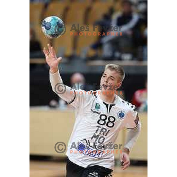 Miodrag Corsovic in action during 1.NLB league handball match between Grosist Slovan and Trimo Trebnje in Kodeljevo Hall, Ljubljana, Slovenia on November 5, 2021