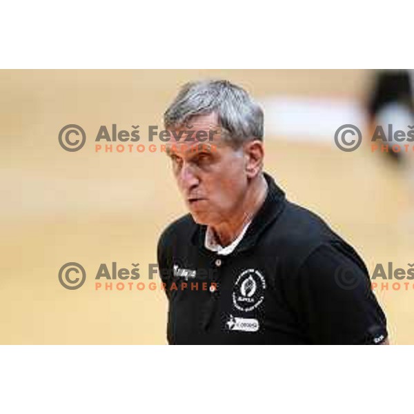 Head coach Ales Repina in action during 1.NLB league handball match between Grosist Slovan and Trimo Trebnje in Kodeljevo Hall, Ljubljana, Slovenia on November 5, 2021