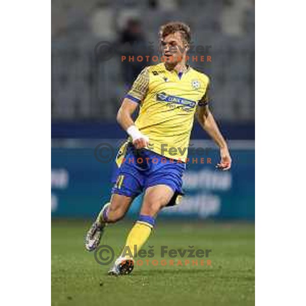 Zan Zuzek in action during Prva Liga Telemach football match between Koper and Tabor CB 24 Sezana in Koper, Slovenia on November 6, 2021