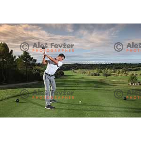 Ivan Ninkovic on hole 5 of Adriatic golf course ( 6359 meters, par 72), Savudrija, Croatia on September 21, 2021