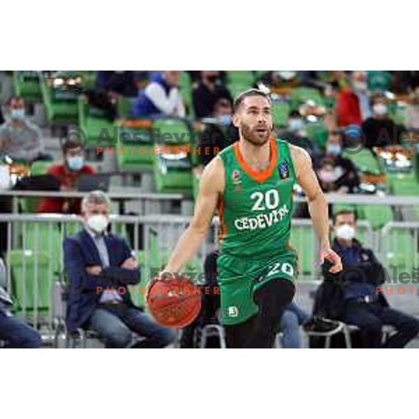 Alen Hodzic of Cedevita Olimpija in action during 7days EuroCup regular season basketball match between Cedevita Olimpija and Ratiopharm Ulm in Stozice, Arena, Ljubljana, Slovenia on November 10, 2021