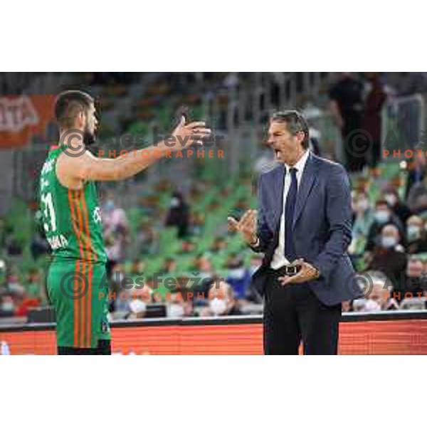 Marko Radovanovic and Jurica Golemac during 7days EuroCup regular season basketball match between Cedevita Olimpija and Ratiopharm Ulm in Stozice, Arena, Ljubljana, Slovenia on November 10, 2021