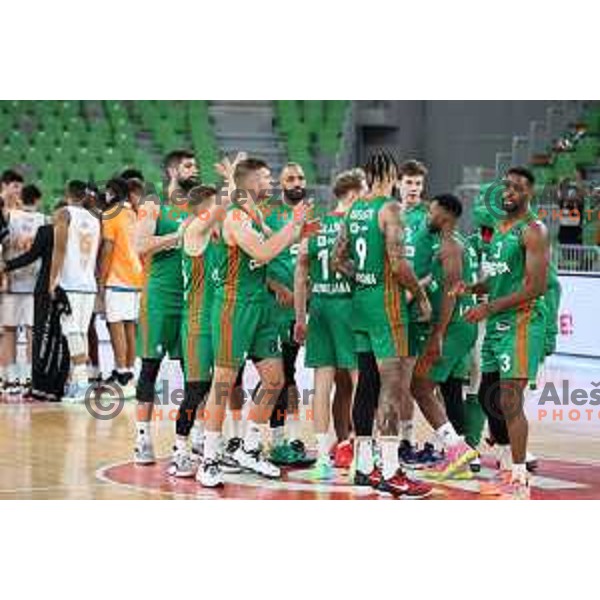 Ziga Dimec, Edo Muric, Luka Scuka, Melvin Ejim during 7days EuroCup regular season basketball match between Cedevita Olimpija and Ratiopharm Ulm in Stozice, Arena, Ljubljana, Slovenia on November 10, 2021