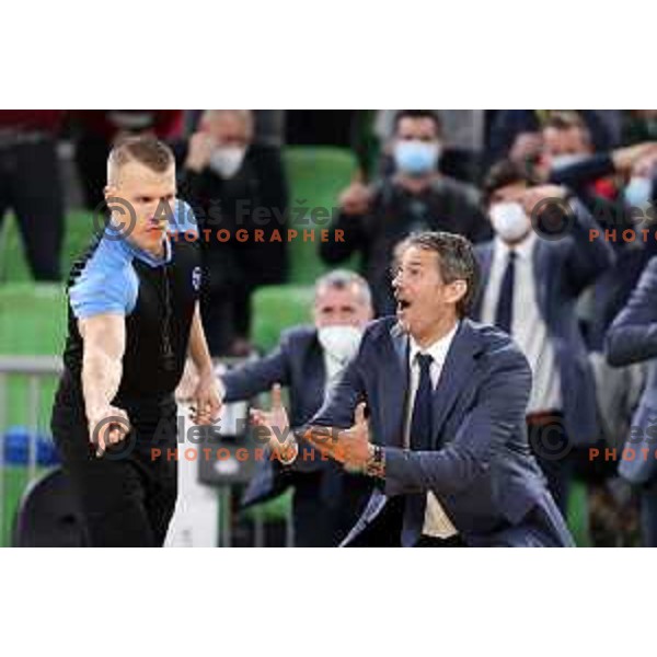 Jurica Golemac, head coach of Cedevita Olimpija in action during 7days EuroCup regular season basketball match between Cedevita Olimpija and Ratiopharm Ulm in Stozice, Arena, Ljubljana, Slovenia on November 10, 2021