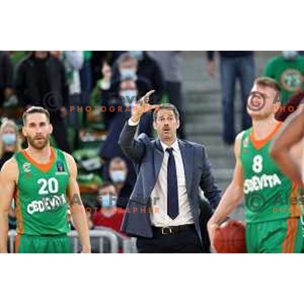 Jurica Golemac, head coach of Cedevita Olimpija in action during 7days EuroCup regular season basketball match between Cedevita Olimpija and Ratiopharm Ulm in Stozice, Arena, Ljubljana, Slovenia on November 10, 2021