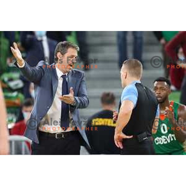 Jurica Golemac, head coach of Cedevita Olimpija in action during 7days EuroCup regular season basketball match between Cedevita Olimpija and Ratiopharm Ulm in Stozice, Arena, Ljubljana, Slovenia on November 10, 2021