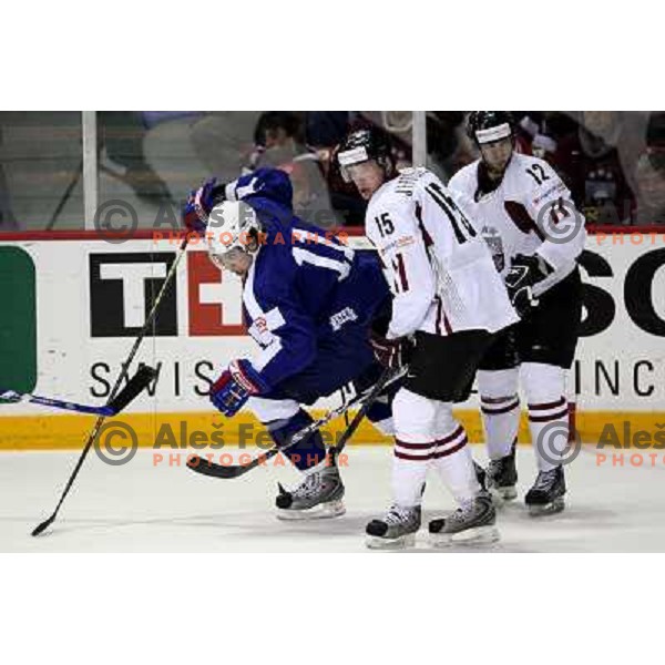 Kopitar of Slovenia and of Latvia at IIHF World Championship 2008, preliminary round, group B, played in Halifax, Nova Scotia, Canada on 6th of May 2008. Latvia won the game 3:0. Photo by Ales Fevzer 