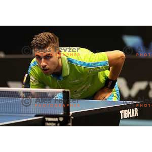 Darko Jorgic in action during WTT Slovenian hub, presented by I feel Slovenia in Lasko, Slovenia on November 11, 2021