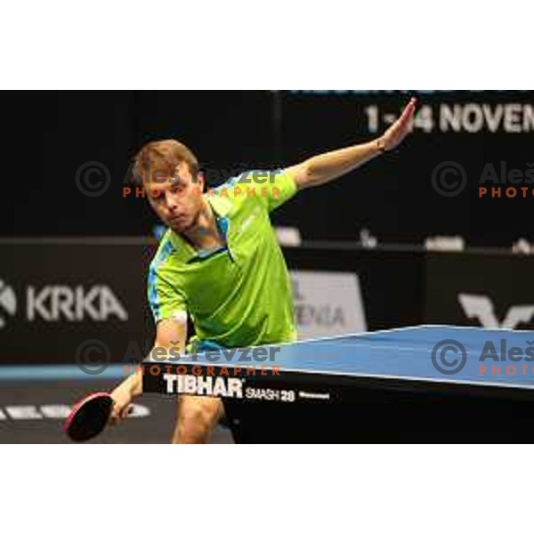 Tilen Cvetko in action during WTT Slovenian hub, presented by I feel Slovenia in Lasko, Slovenia on November 11, 2021