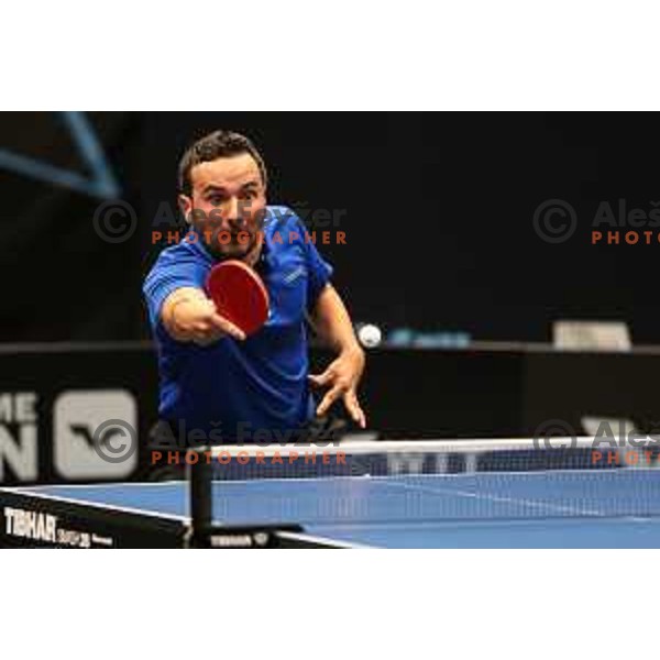 Bojan Tokic in action during WTT Slovenian hub, presented by I feel Slovenia in Lasko, Slovenia on November 11, 2021