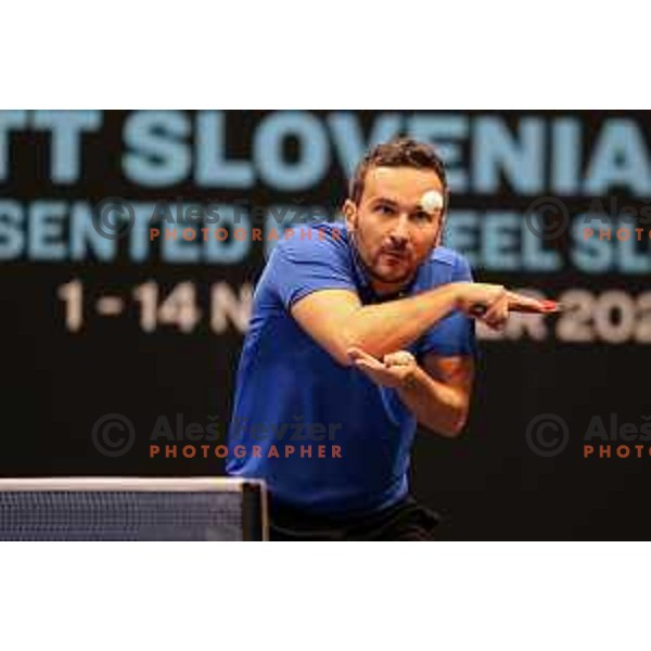 Bojan Tokic in action during WTT Slovenian hub, presented by I feel Slovenia in Lasko, Slovenia on November 11, 2021